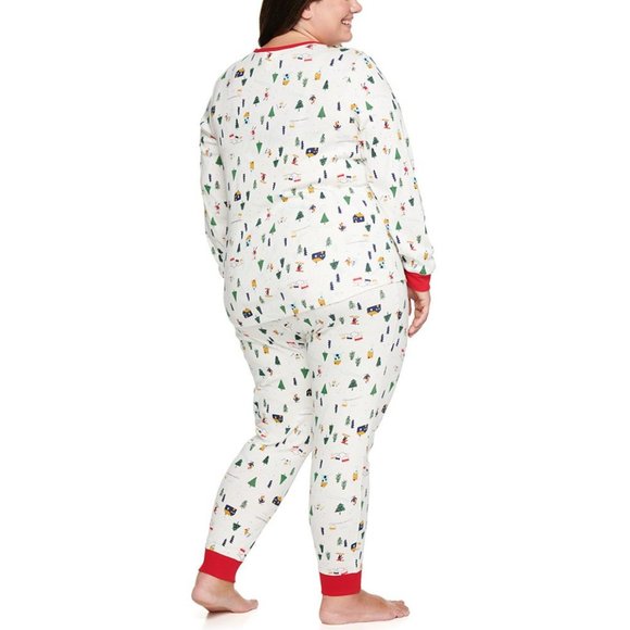 Lauren Conrad Cotton Snowy Skier Christmas Pajama Set 1X - Picture 3 of 6